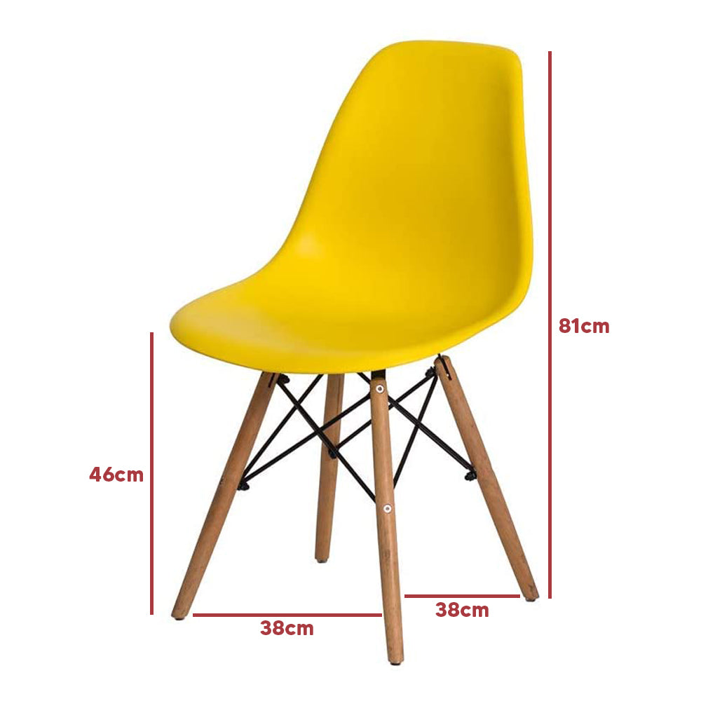 Cadeira Eifel Design Moderno em Polipropileno com Base de Madeira de Faia e Estrutura Metálica – 81x46 cm