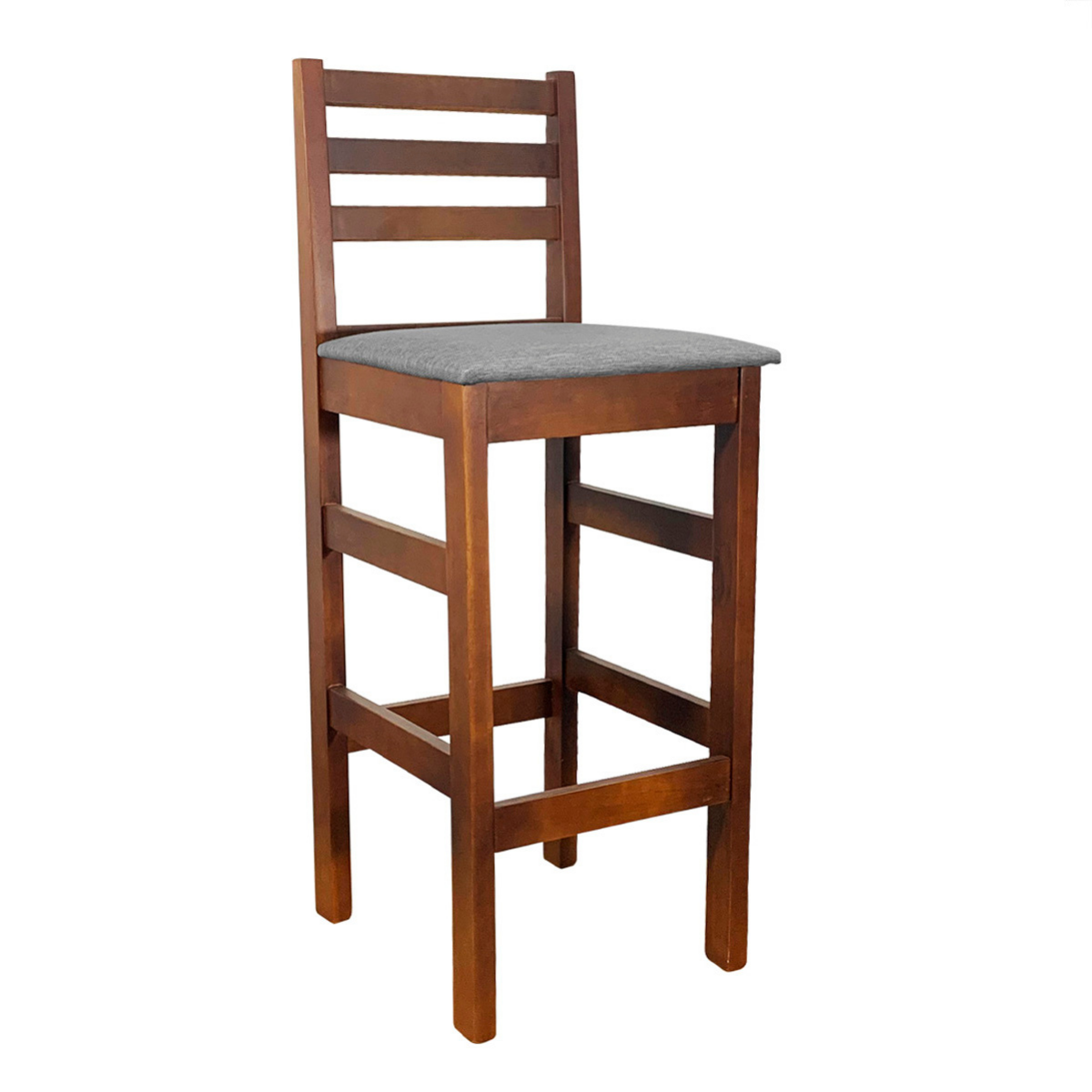 Banqueta Bistrô Estofada em Tecido Linho com Estrutura de Madeira Maciça – Ideal para Bancada Alta
