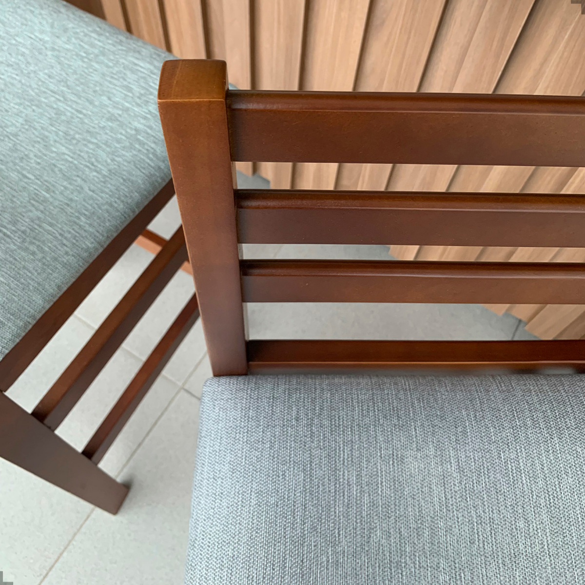 Banqueta Bistrô Estofada em Tecido Linho com Estrutura de Madeira Maciça – Ideal para Bancada Alta