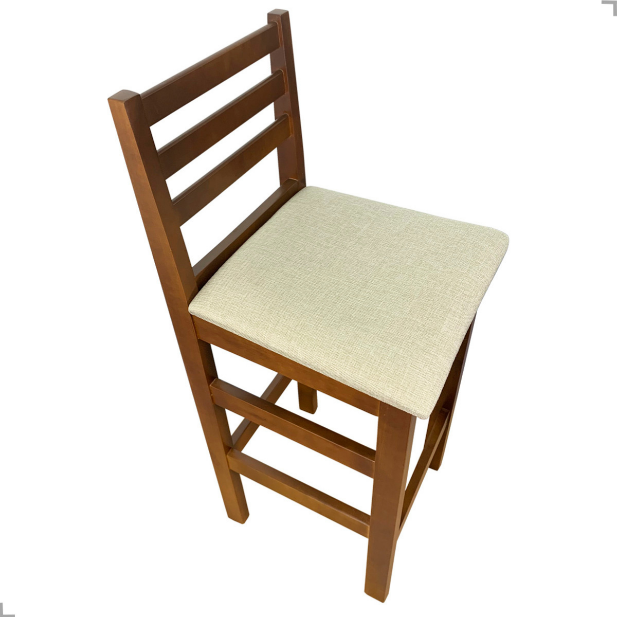 Banqueta Bistrô Estofada em Tecido Linho com Estrutura de Madeira Maciça – Ideal para Bancada Alta