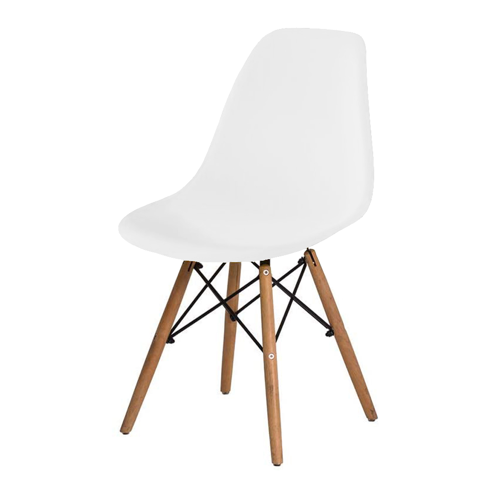 Cadeira Eifel Design Moderno em Polipropileno com Base de Madeira de Faia e Estrutura Metálica – 81x46 cm