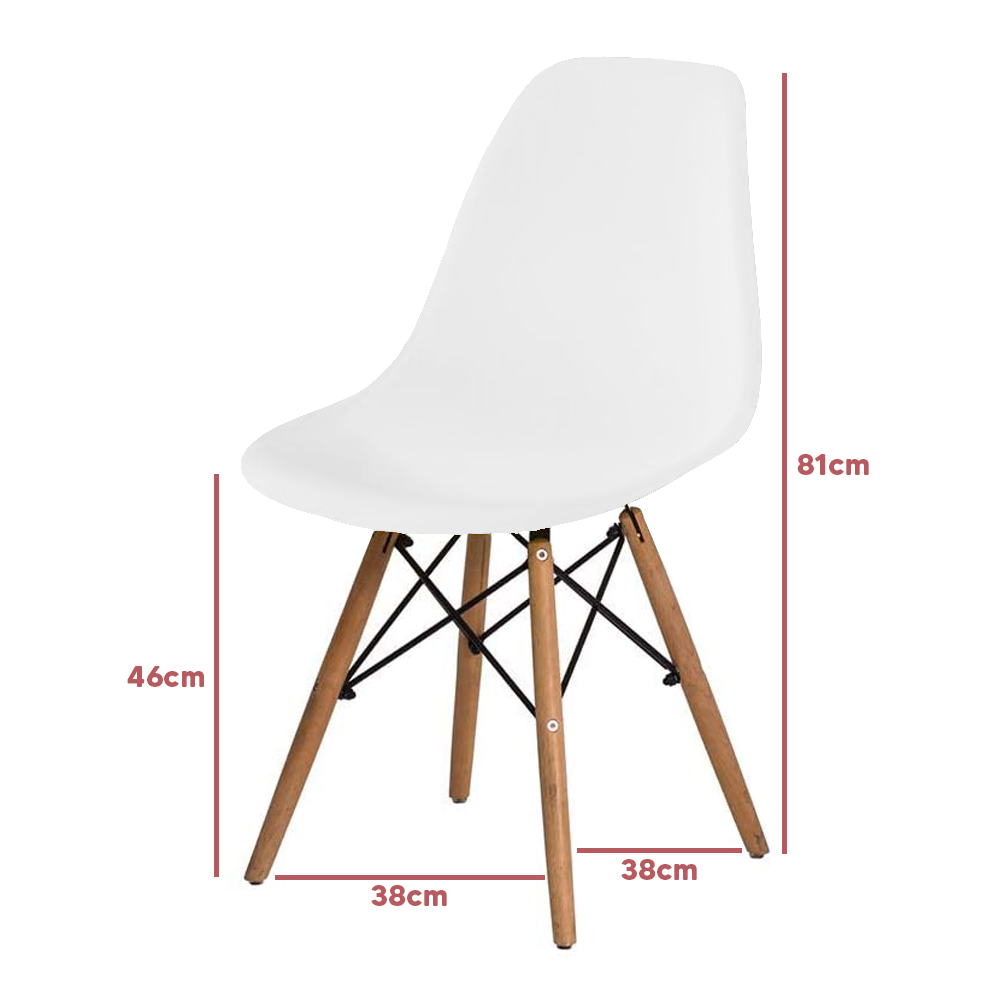 Cadeira Eifel Design Moderno em Polipropileno com Base de Madeira de Faia e Estrutura Metálica – 81x46 cm