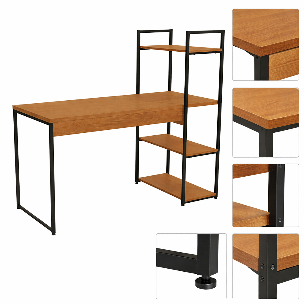 Mesa Escrivaninha com Estante 3 Prateleiras Industrial 1,36m