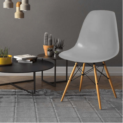 Cadeira Eifel Design Moderno em Polipropileno com Base de Madeira de Faia e Estrutura Metálica – 81x46 cm