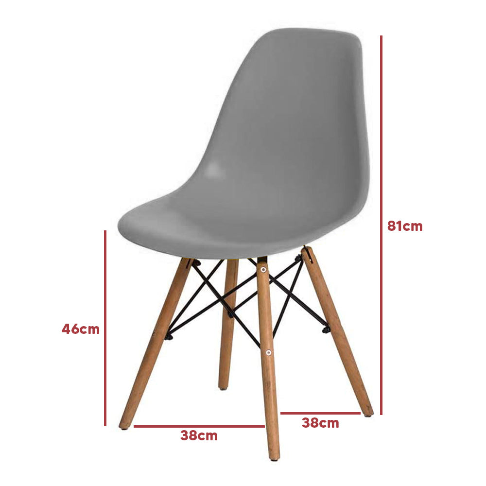 Cadeira Eifel Design Moderno em Polipropileno com Base de Madeira de Faia e Estrutura Metálica – 81x46 cm