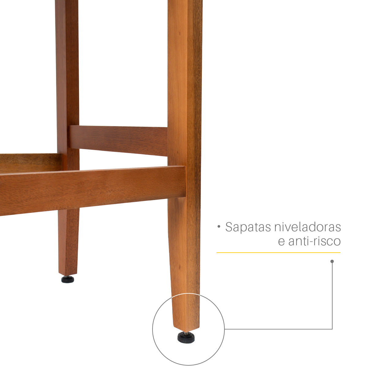 Banqueta Alta Jade Estofada com Estrutura de Madeira Maciça e Assento em Espuma D23 - Encosto Estofado e Altura Ideal para Bancadas Compactas