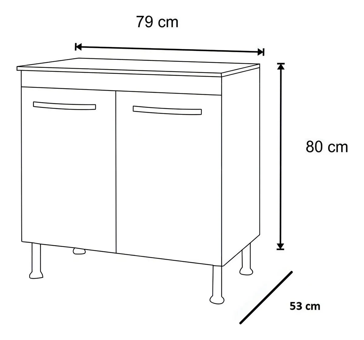 Balcão para Cooktop 80cm com Tampo Recortado para 4 e 5 Bocas Cozinha Moderna