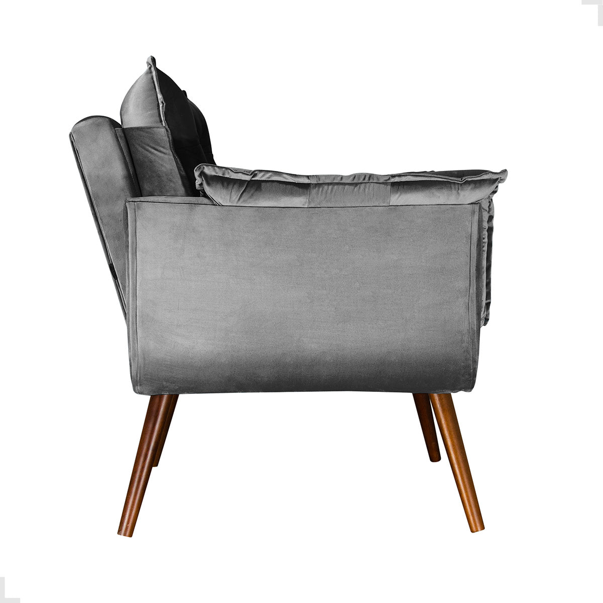 Poltrona Silicia com Pés Palito em Madeira de Eucalipto e Estofado em Tecido Deluxe – Design Elegante