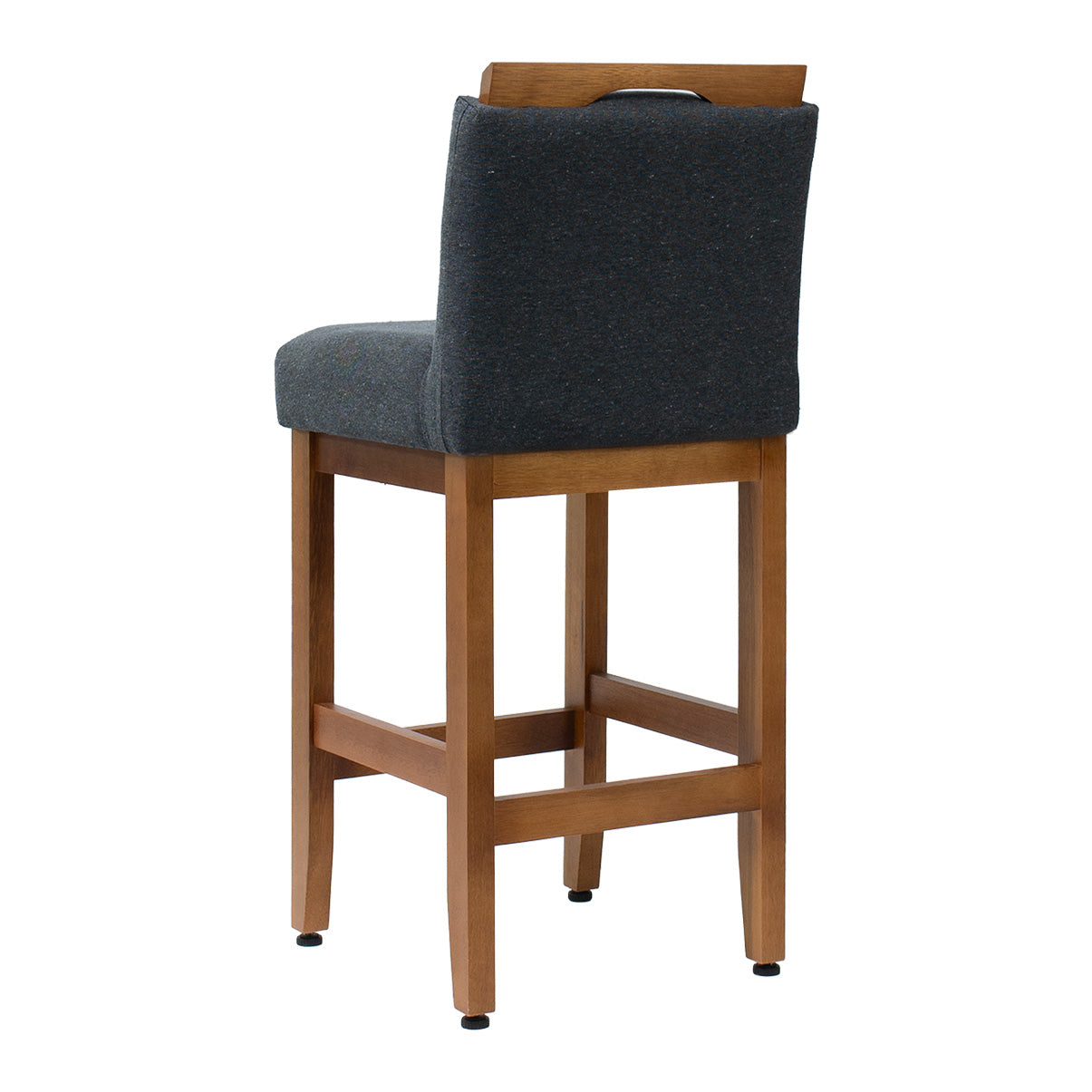 Kit 2 Banquetas Safira com Assento Estofado em Tecido Linho e Estrutura de Madeira Maciça – Com Encosto e Apoio para os Pés, Altura 91,5 cm para Bancadas Baixas