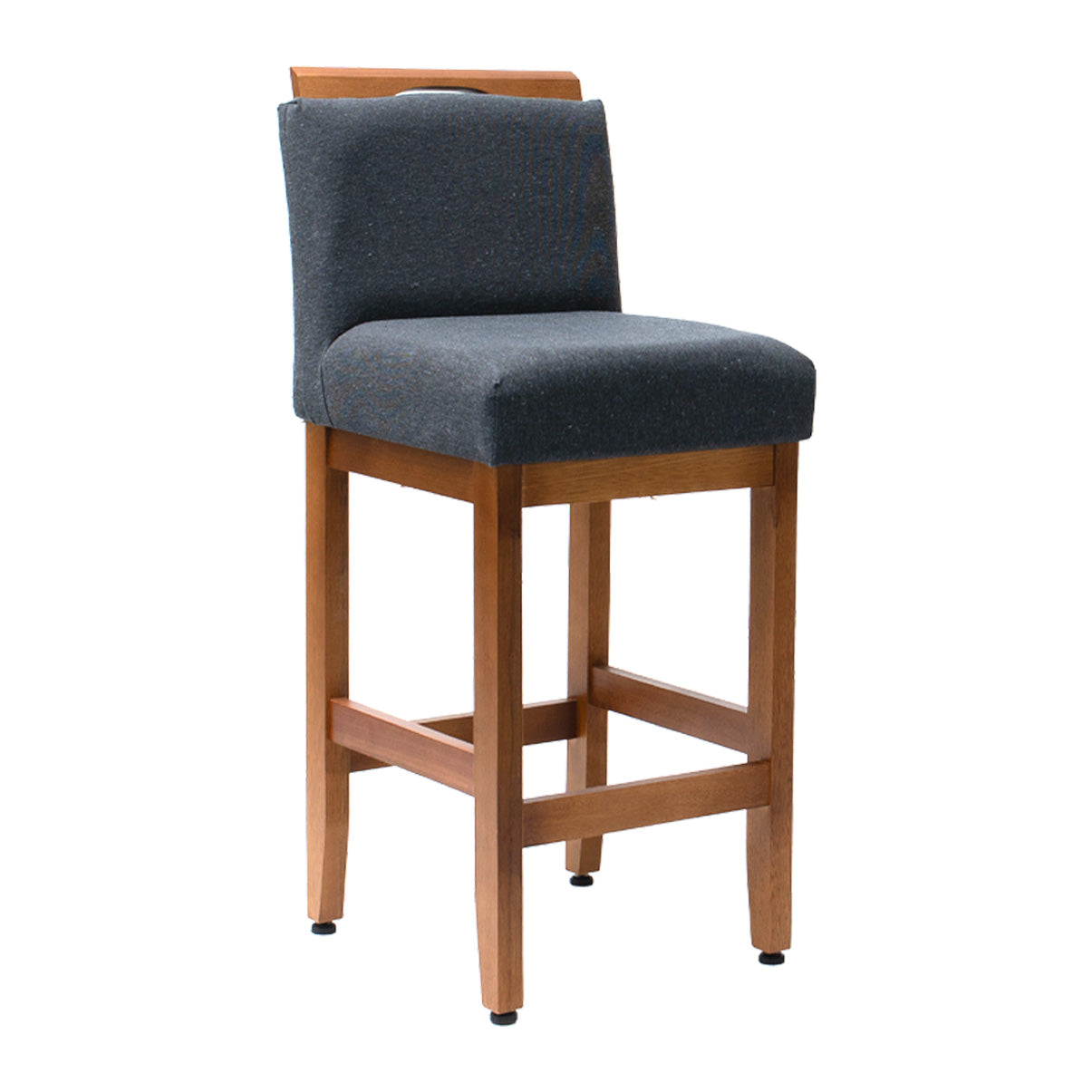 Kit 2 Banquetas Safira com Assento Estofado em Tecido Linho e Estrutura de Madeira Maciça – Com Encosto e Apoio para os Pés, Altura 91,5 cm para Bancadas Baixas