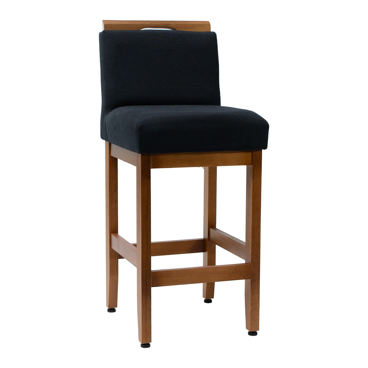 Kit 2 Banquetas Safira com Assento Estofado em Tecido Linho e Estrutura de Madeira Maciça – Com Encosto e Apoio para os Pés, Altura 91,5 cm para Bancadas Baixas