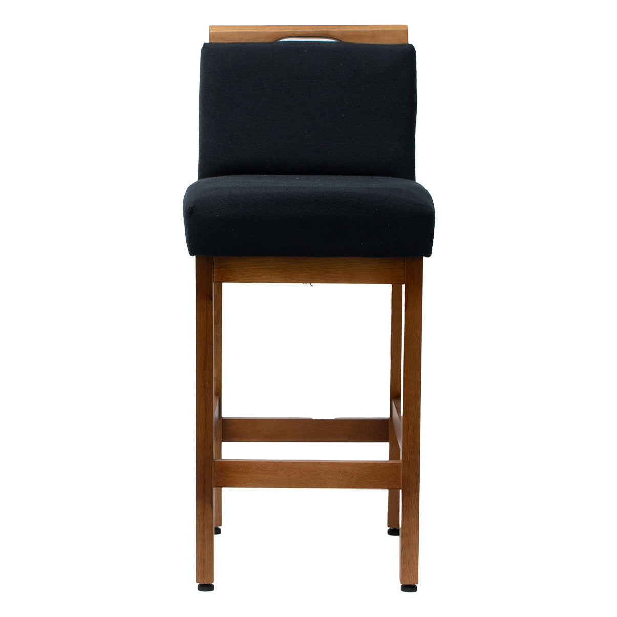 Kit 2 Banquetas Safira com Assento Estofado em Tecido Linho e Estrutura de Madeira Maciça – Com Encosto e Apoio para os Pés, Altura 91,5 cm para Bancadas Baixas