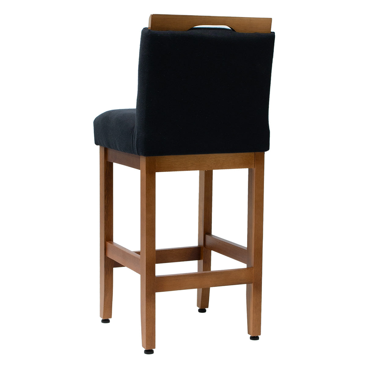 Kit 2 Banquetas Safira com Assento Estofado em Tecido Linho e Estrutura de Madeira Maciça – Com Encosto e Apoio para os Pés, Altura 91,5 cm para Bancadas Baixas