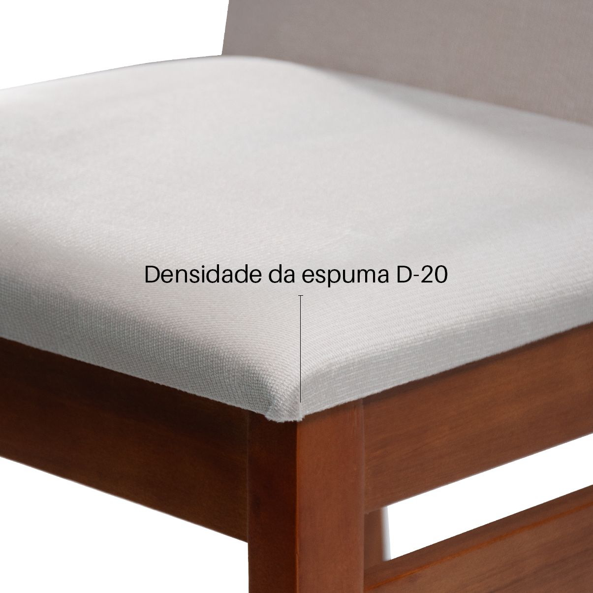 Kit com 4 Cadeiras Veneza com Assento em Tecido Linho, Estrutura em Madeira de Eucalipto e Espuma D20
