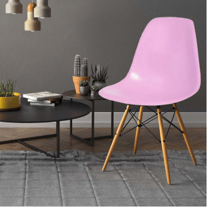 Cadeira Eifel Design Moderno em Polipropileno com Base de Madeira de Faia e Estrutura Metálica – 81x46 cm
