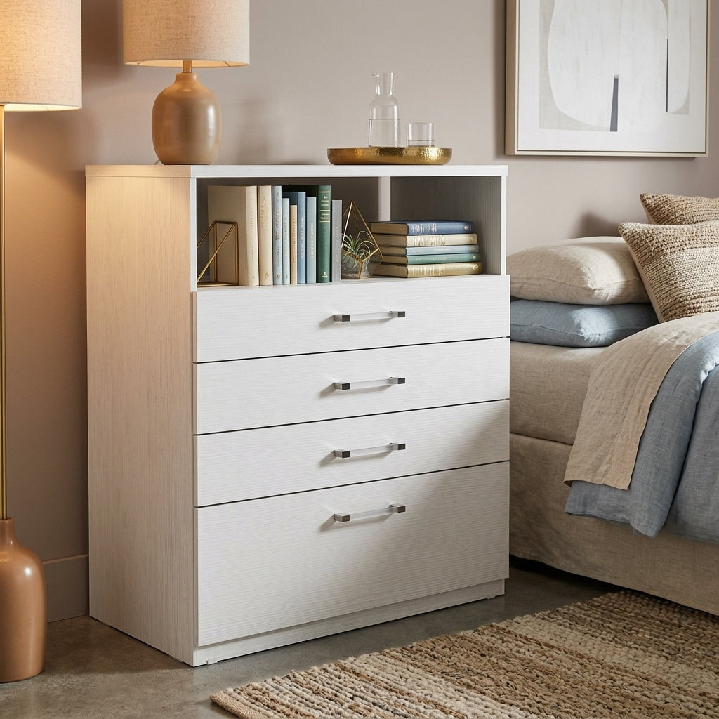 Cômoda com 4 Gavetas com Corrediças Metálicas 90cm