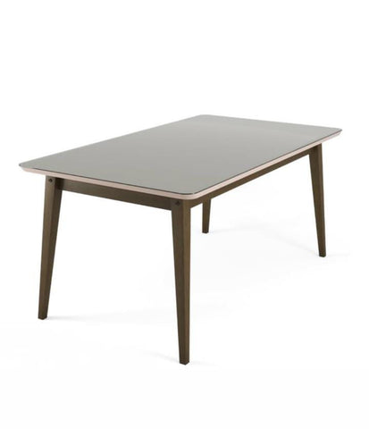 Mesa de Jantar 6 Lugares em Madeira com Tampo de Vidro