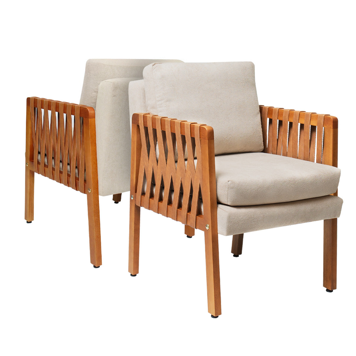Kit 2 Poltronas Cordova em Madeira Maciça Eucalipto Estofada com Fibra de Silicone – Design Moderno e Conforto para Sala, Escritório ou Recepção