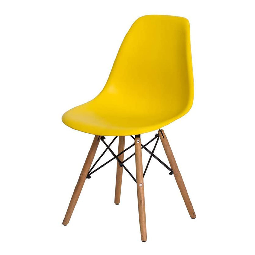 Cadeira Eifel Design Moderno em Polipropileno com Base de Madeira de Faia e Estrutura Metálica – 81x46 cm