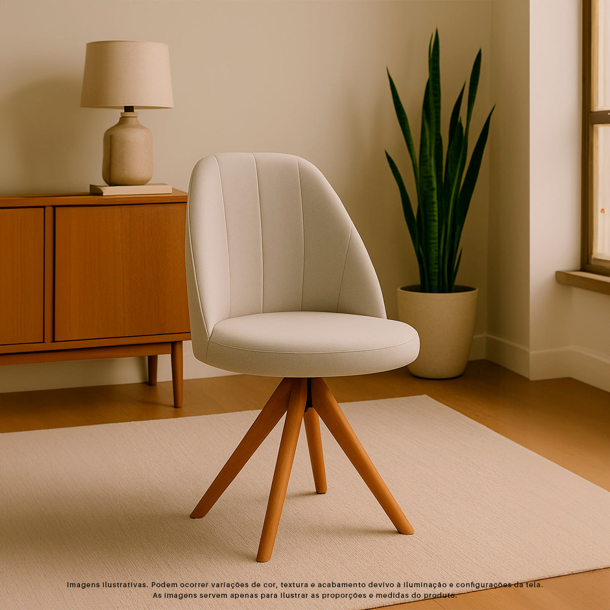Kit com 2 Cadeiras Mariana Giratórias com Estrutura de Madeira e Assento Estofado – Design Moderno e Confortável para Sala de Jantar