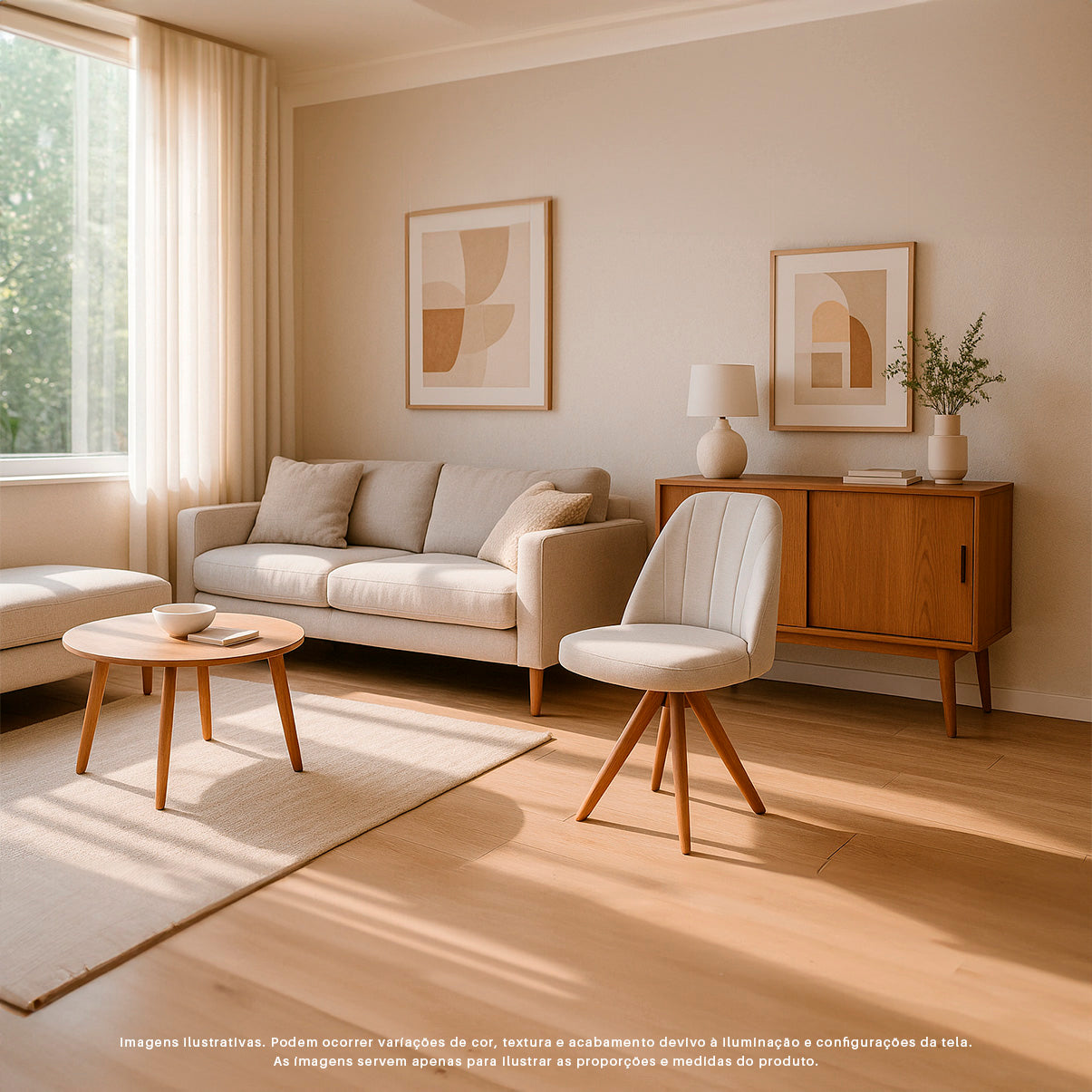 Kit com 2 Cadeiras Mariana Giratórias com Estrutura de Madeira e Assento Estofado – Design Moderno e Confortável para Sala de Jantar