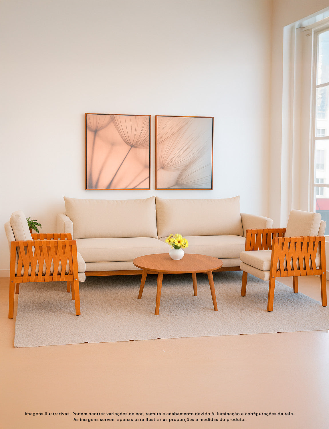 Kit 2 Poltronas Cordova em Madeira Maciça Eucalipto Estofada com Fibra de Silicone – Design Moderno e Conforto para Sala, Escritório ou Recepção