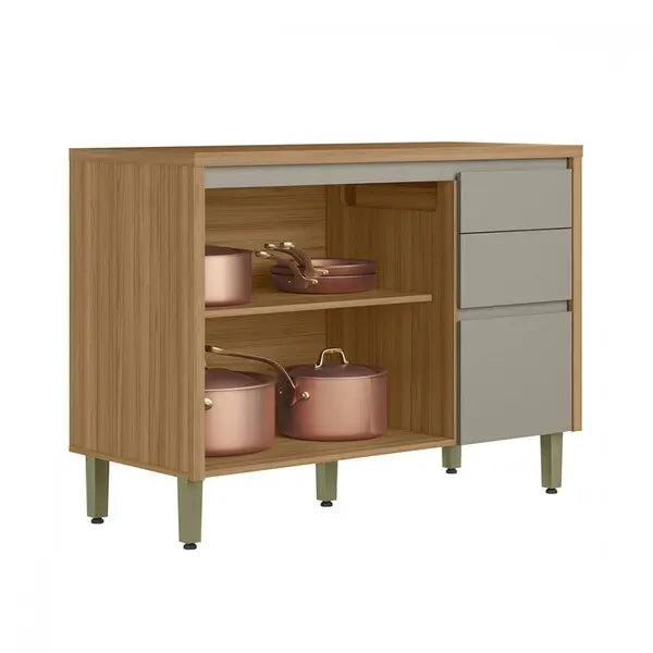 Balcão de Pia Allure 120 cm 100% MDF 2 Portas e 3 Gavetas