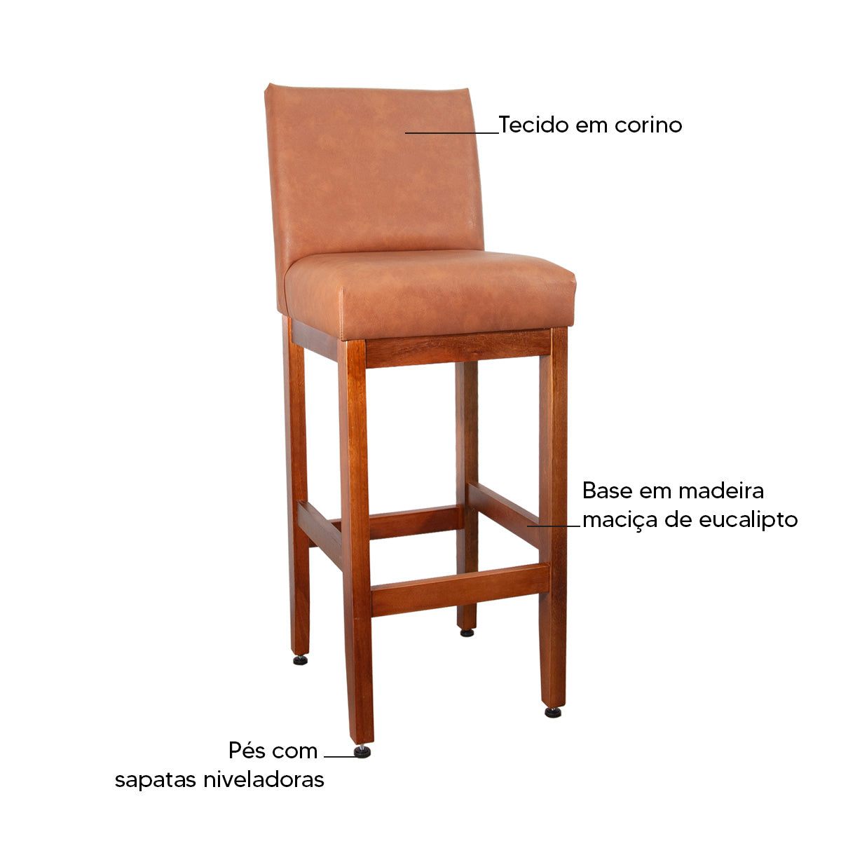 Banqueta Dallas Desmotada em Courino com Apio de Pés e Encosto