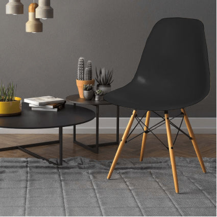 Cadeira Eifel Design Moderno em Polipropileno com Base de Madeira de Faia e Estrutura Metálica – 81x46 cm