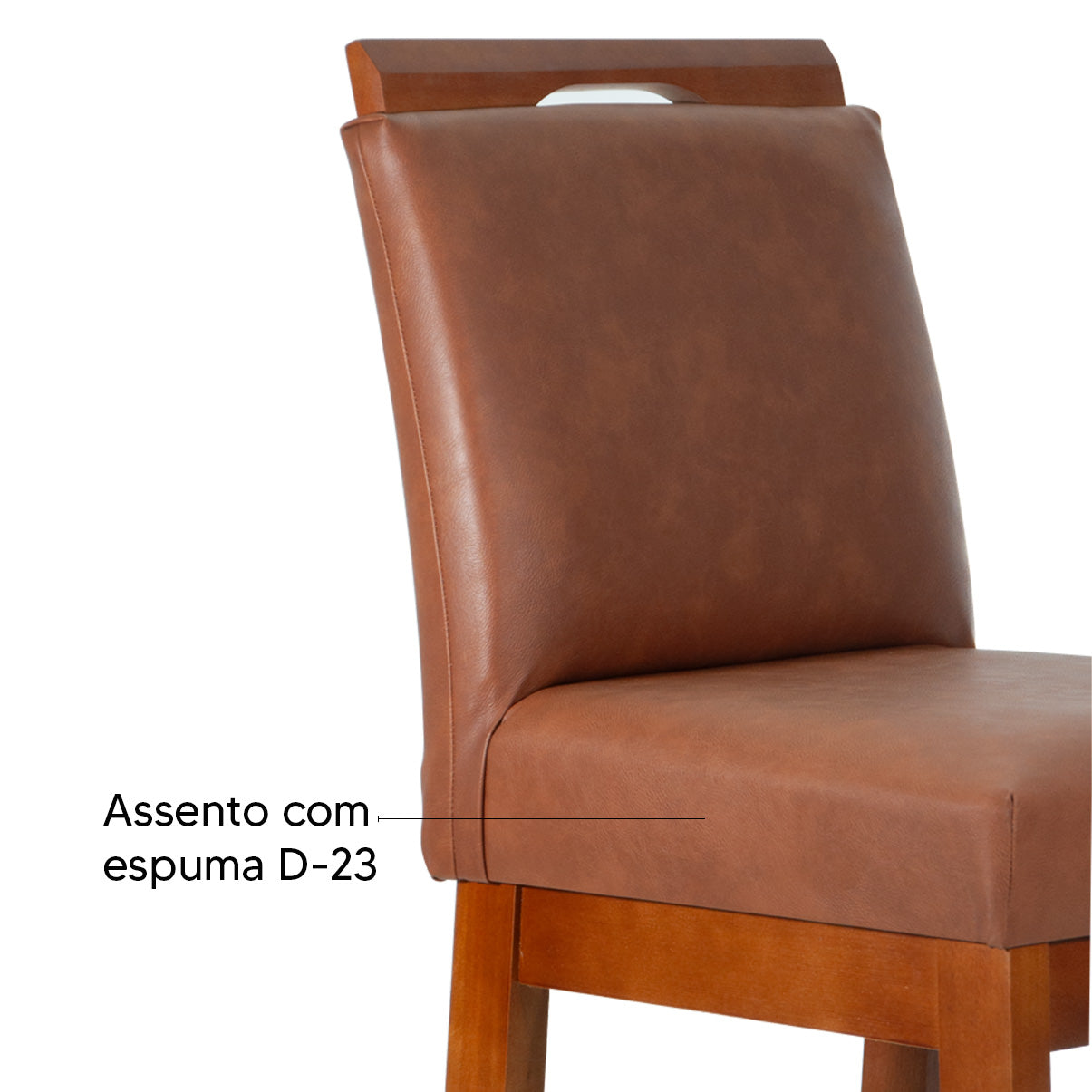 Banqueta Rubi Estofada em Courino com Encosto e Estrutura de Madeira Maciça – Altura 104 cm com Apoio para os Pés, Ideal para Bancada Alta