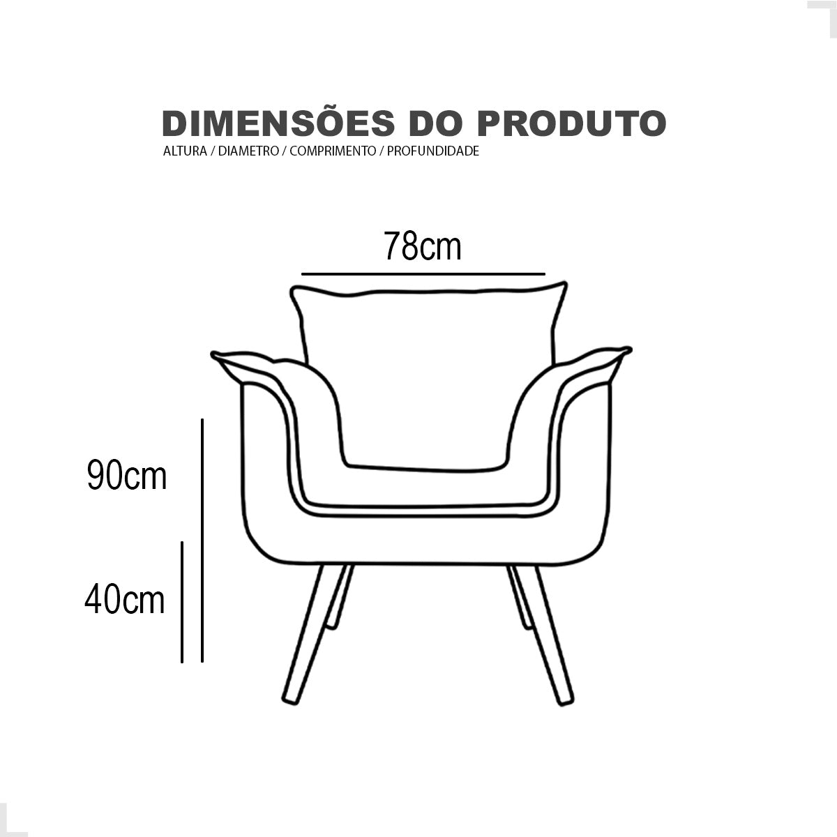 Poltrona Silicia com Pés Palito em Madeira de Eucalipto e Estofado em Tecido Deluxe – Design Elegante