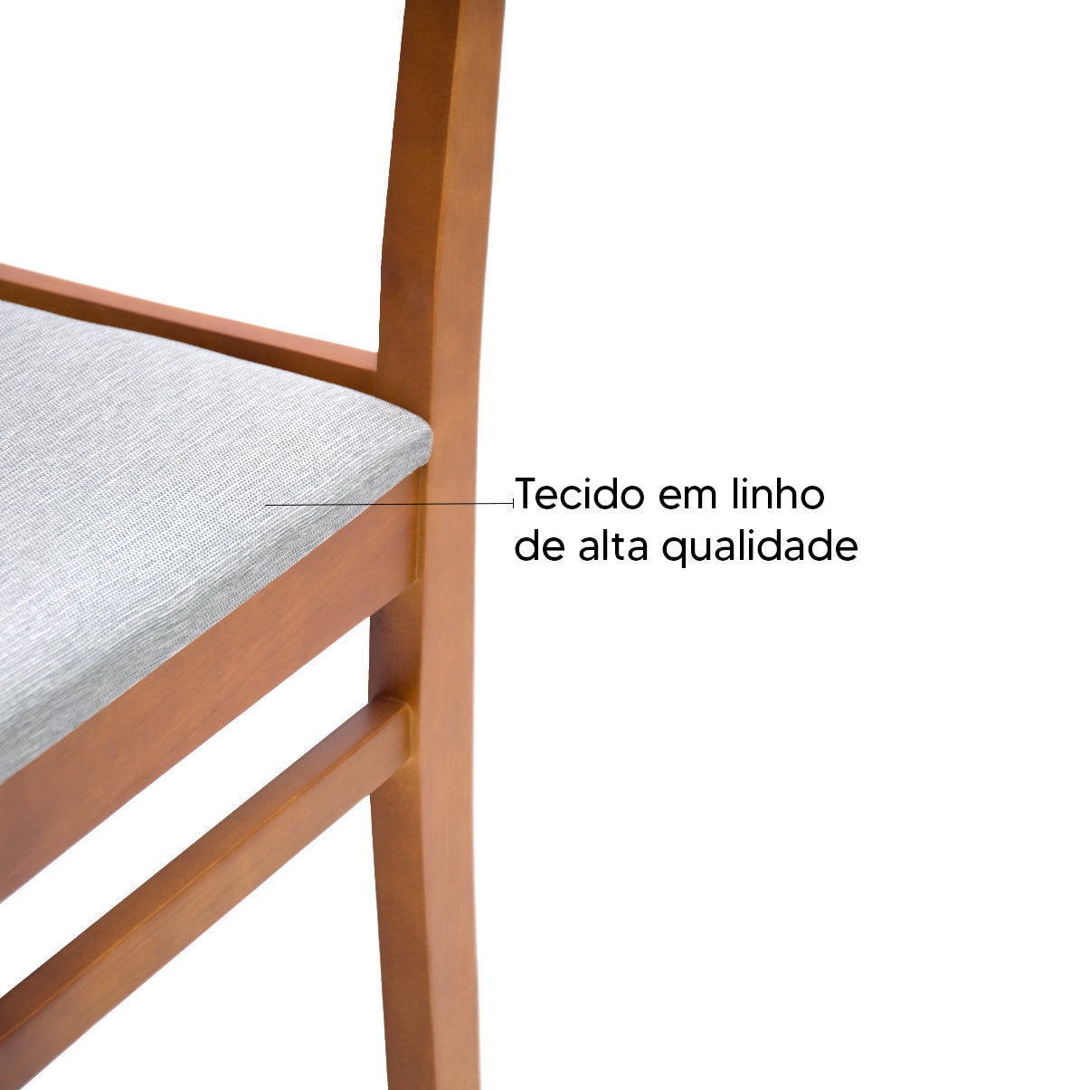 Kit 2 Cadeiras de jantar em madeira com estofado confortável, ideal para salas modernas. Acabamento em verniz UV e estrutura resistente de alta qualidade.