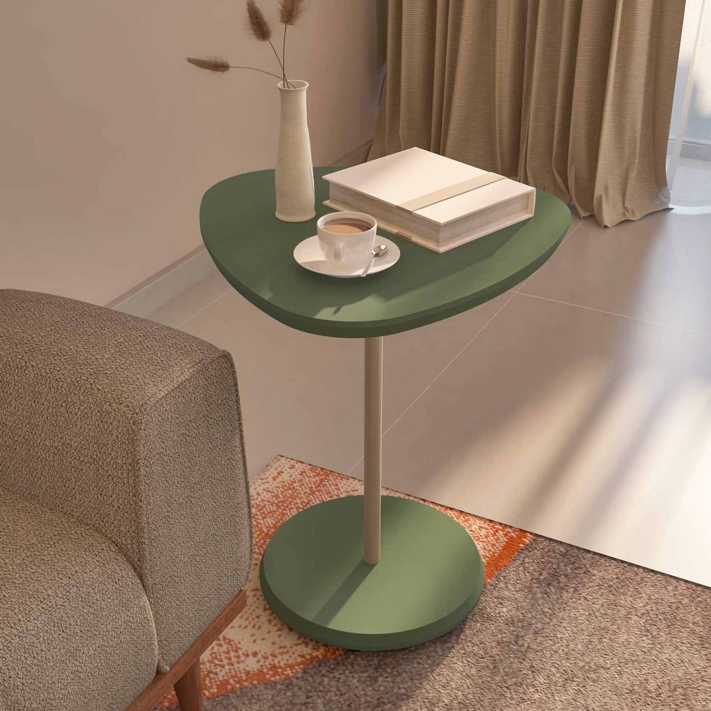 Mesa De Apoio Lateral Baixa Orgânica Para Sofá em Sala de Estar