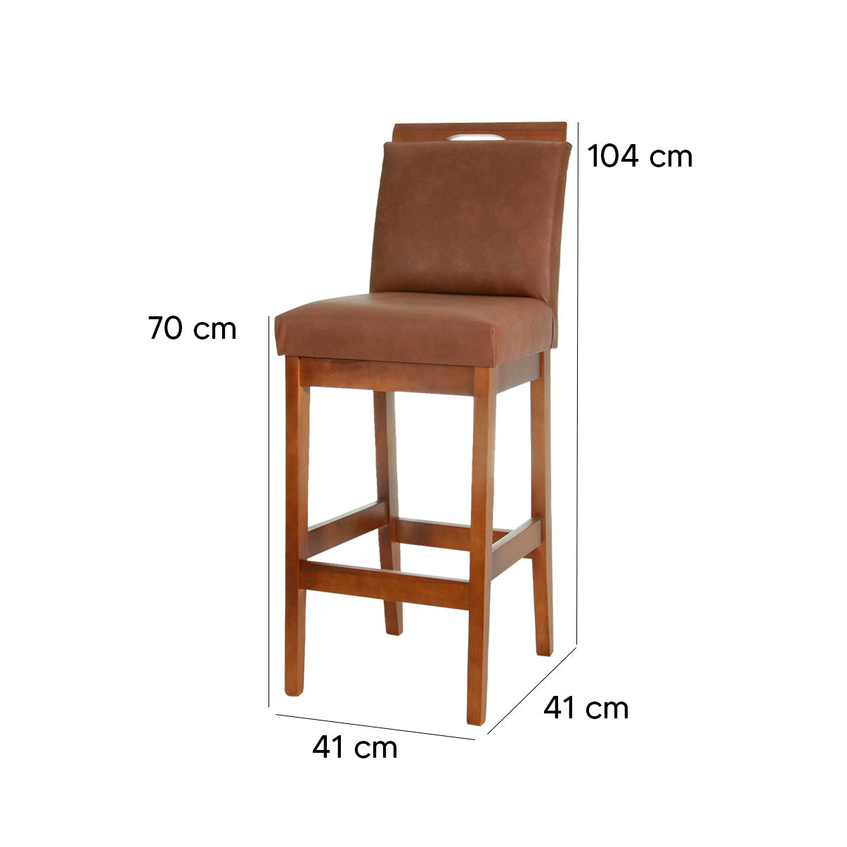 Banqueta Rubi Estofada em Courino com Encosto e Estrutura de Madeira Maciça – Altura 104 cm com Apoio para os Pés, Ideal para Bancada Alta
