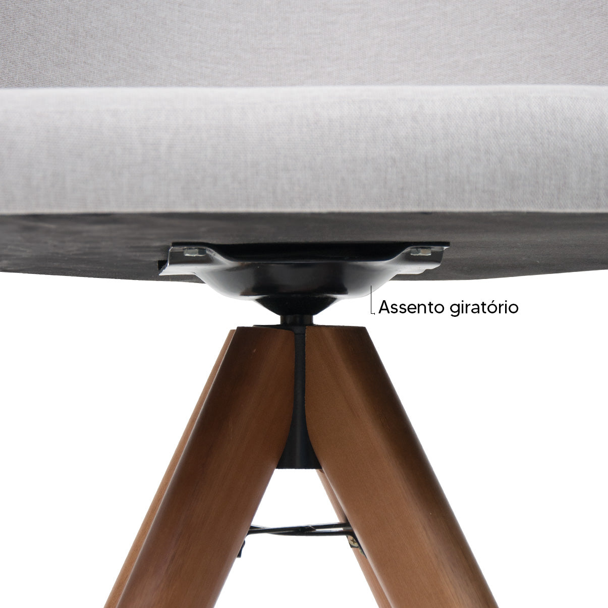 Kit 2 Cadeiras Camila Giratória Estofada em Linho com Estrutura em Madeira Maciça – Altura do Assento 47 cm