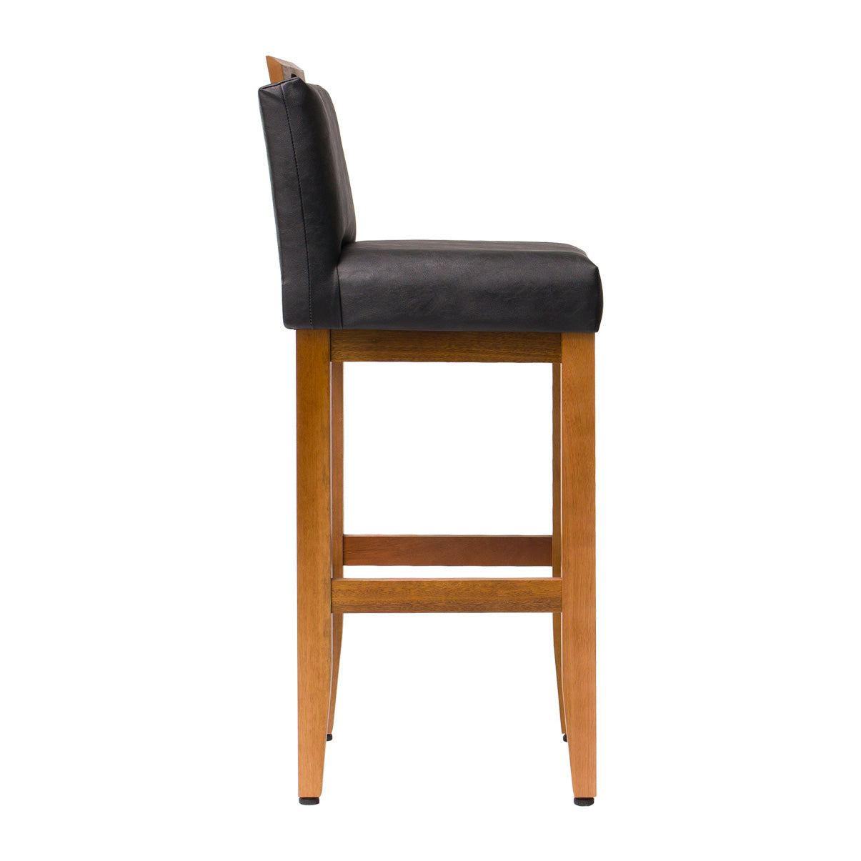 Banqueta Safira com Assento Estofado em Courino e Estrutura de Madeira Maciça – Design Elegante com Encosto e Apoio para os Pés, Altura 104 cm