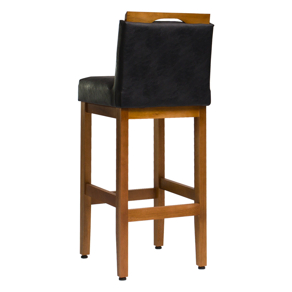 Banqueta Safira com Assento Estofado em Courino e Estrutura de Madeira Maciça – Design Elegante com Encosto e Apoio para os Pés, Altura 104 cm
