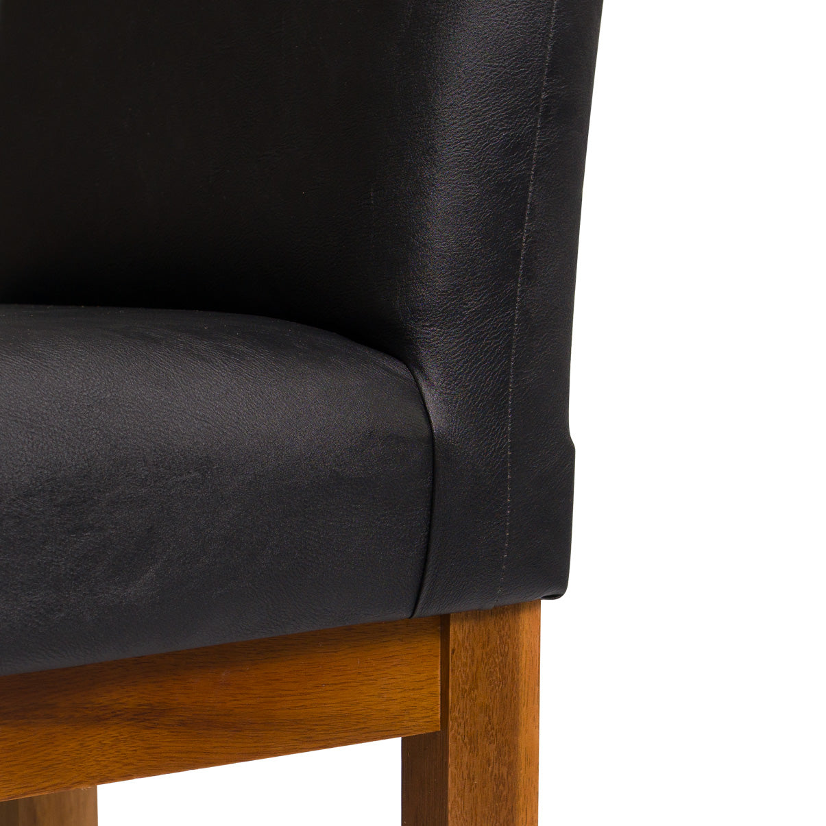 Banqueta Safira com Assento Estofado em Courino e Estrutura de Madeira Maciça – Design Elegante com Encosto e Apoio para os Pés, Altura 104 cm