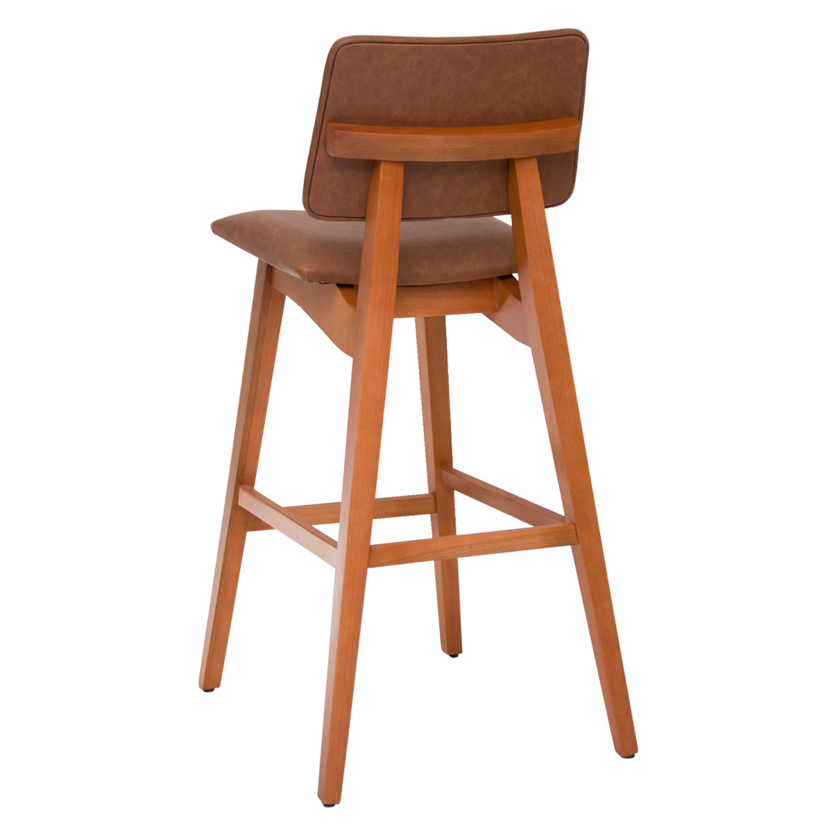 Banqueta Alta Madri com Estrutura em Madeira Maciça e Assento Estofado – Encosto Ergonômico e Altura Ideal para Bancadas Gourmet ou Cozinhas Americanas