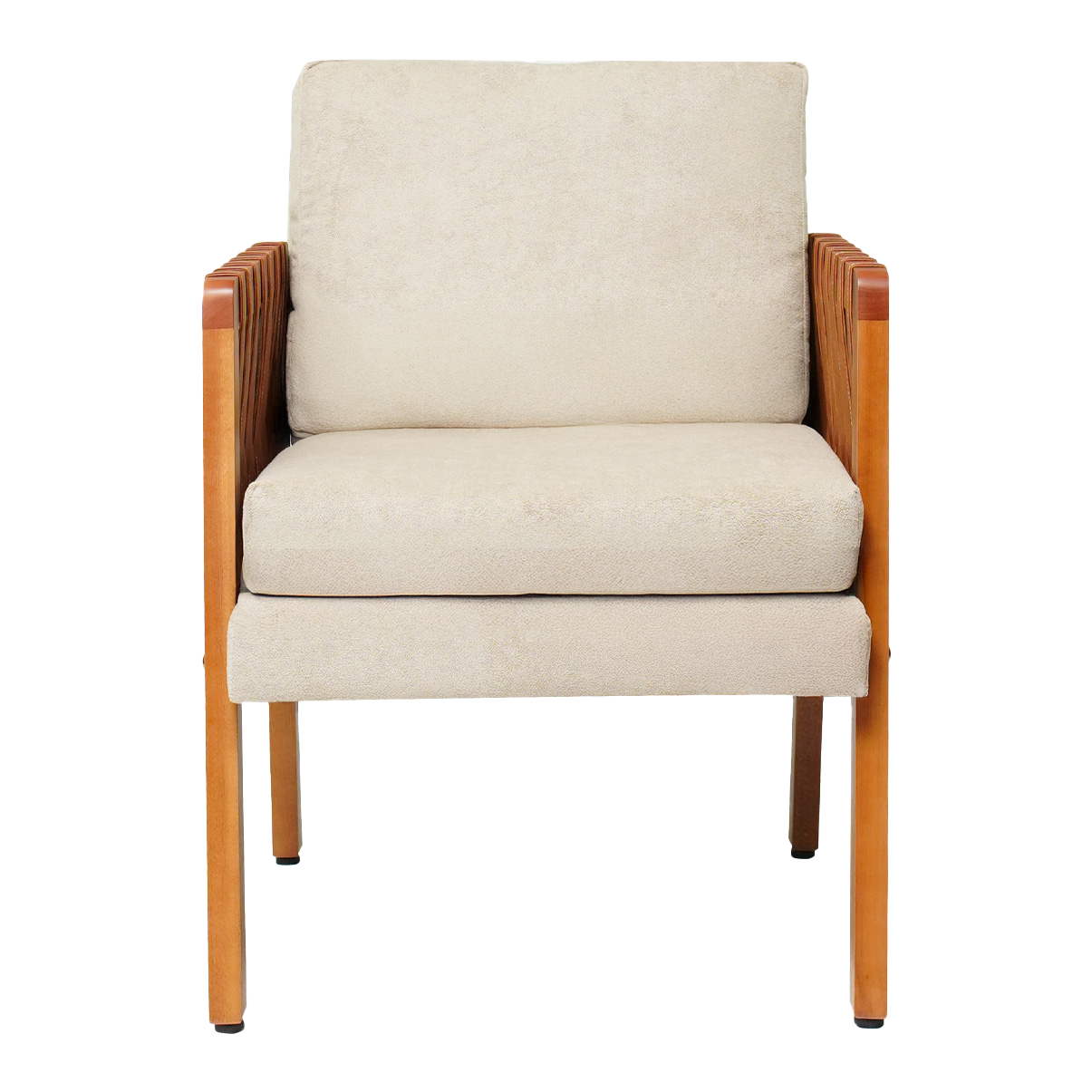 Kit 2 Poltronas Cordova em Madeira Maciça Eucalipto Estofada com Fibra de Silicone – Design Moderno e Conforto para Sala, Escritório ou Recepção