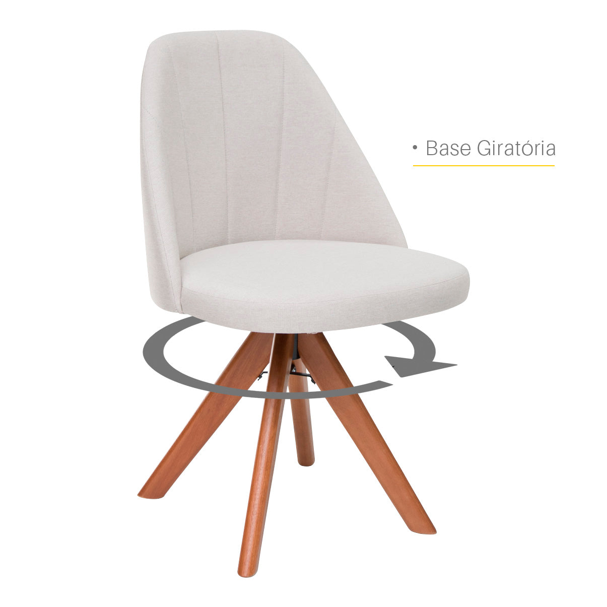 Kit com 2 Cadeiras Mariana Giratórias com Estrutura de Madeira e Assento Estofado – Design Moderno e Confortável para Sala de Jantar