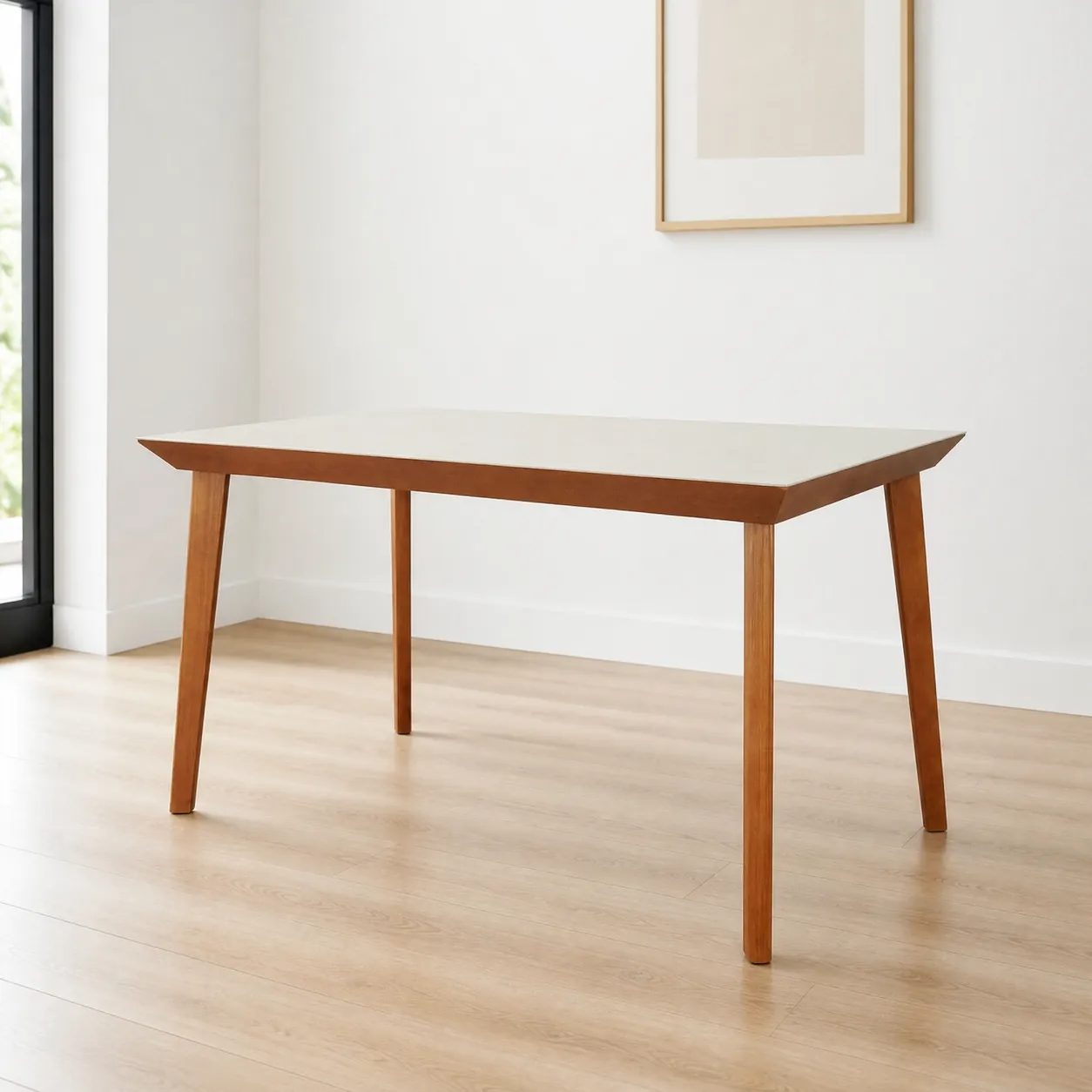 Mesa de Jantar Naiara 120 cm com Tampo de Vidro – 4 Lugares