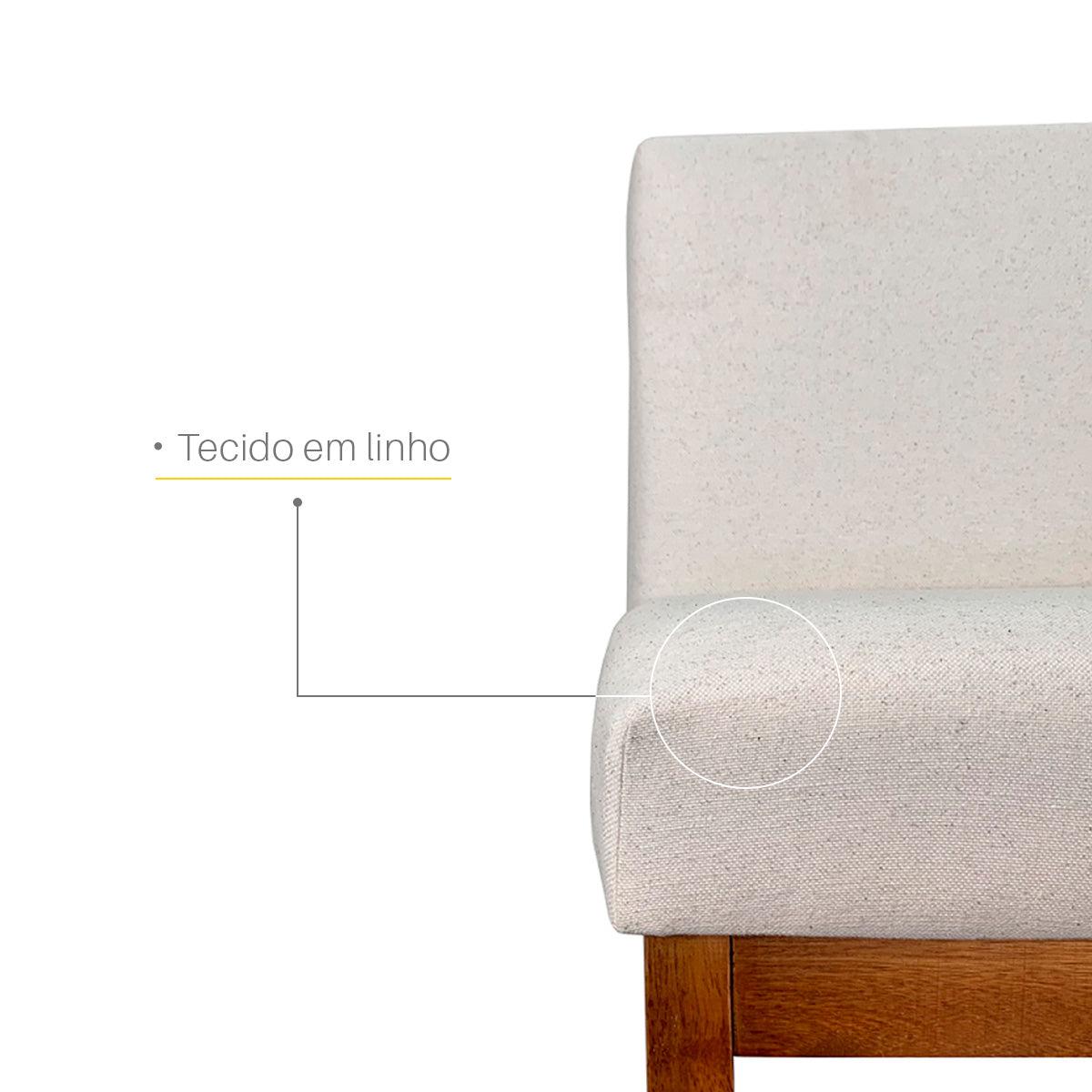 Banqueta Alta Jade Estofada com Estrutura de Madeira Maciça e Assento em Espuma D23 - Encosto Estofado e Altura Ideal para Bancadas Compactas