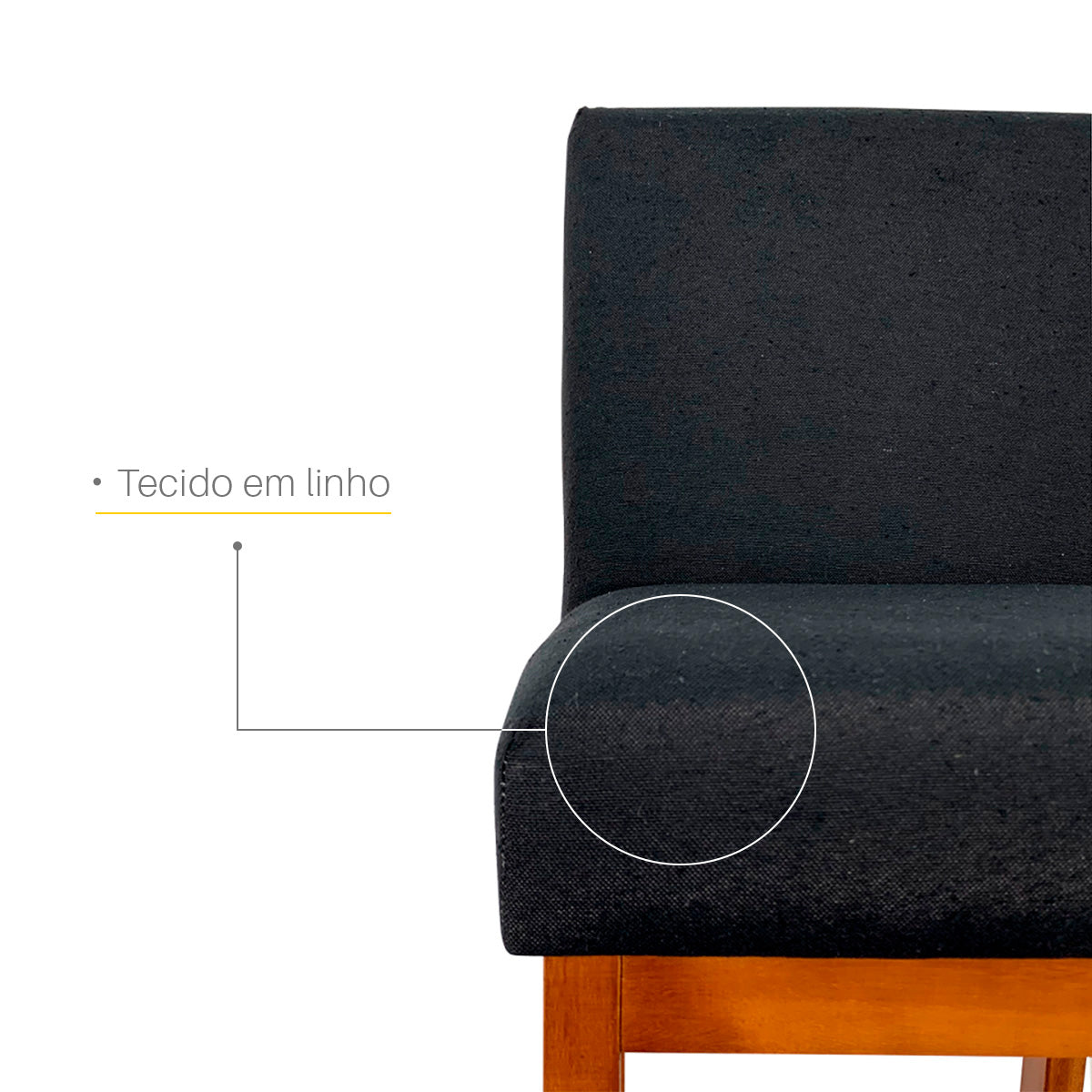 Banqueta Alta Jade Estofada com Estrutura de Madeira Maciça e Assento em Espuma D23 - Encosto Estofado e Altura Ideal para Bancadas Compactas