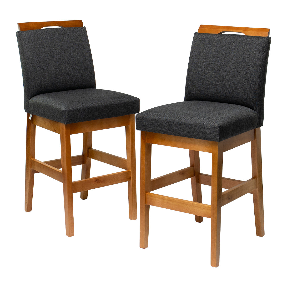 Kit 2 Banquetas Baixa Rubi 63cm Linho – Estrutura em Madeira