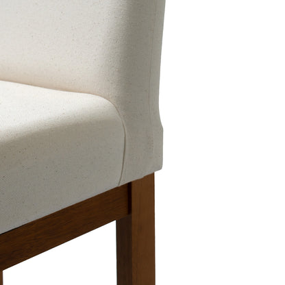 Kit 2 Banquetas Safira com Assento Estofado em Tecido Linho e Estrutura de Madeira Maciça – Com Encosto e Apoio para os Pés, Altura 91,5 cm para Bancadas Baixas