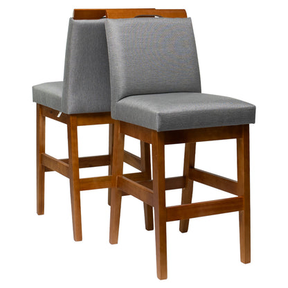 Kit 2 Banquetas Baixa Rubi 63cm Linho – Estrutura em Madeira