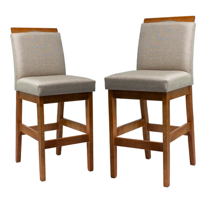 Kit 2 Banquetas Baixa Rubi 63cm Linho – Estrutura em Madeira