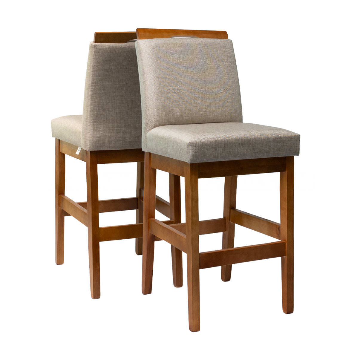 Kit 2 Banquetas Baixa Rubi 63cm Linho – Estrutura em Madeira