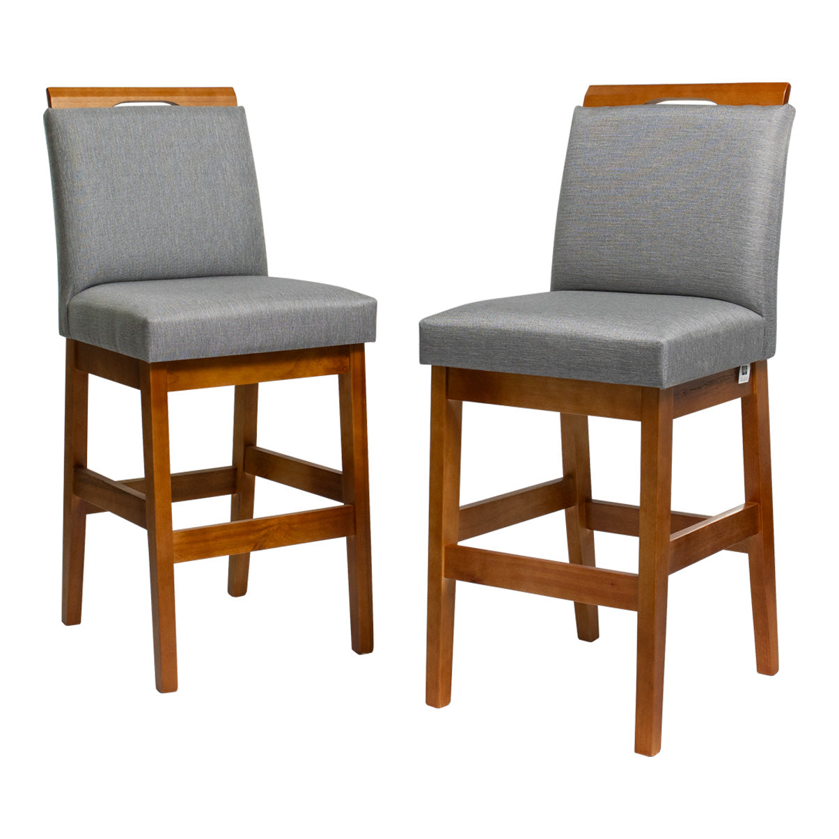 Kit 2 Banquetas Baixa Rubi 63cm Linho – Estrutura em Madeira